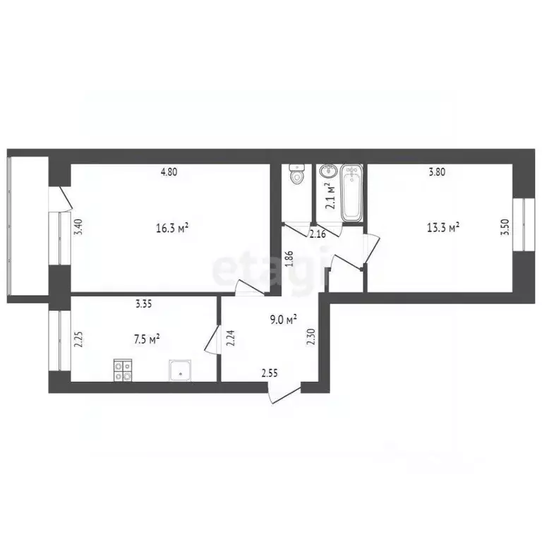 2-к кв. Смоленская область, Смоленск ул. Петра Алексеева, 10 (43.6 м) - Фото 2