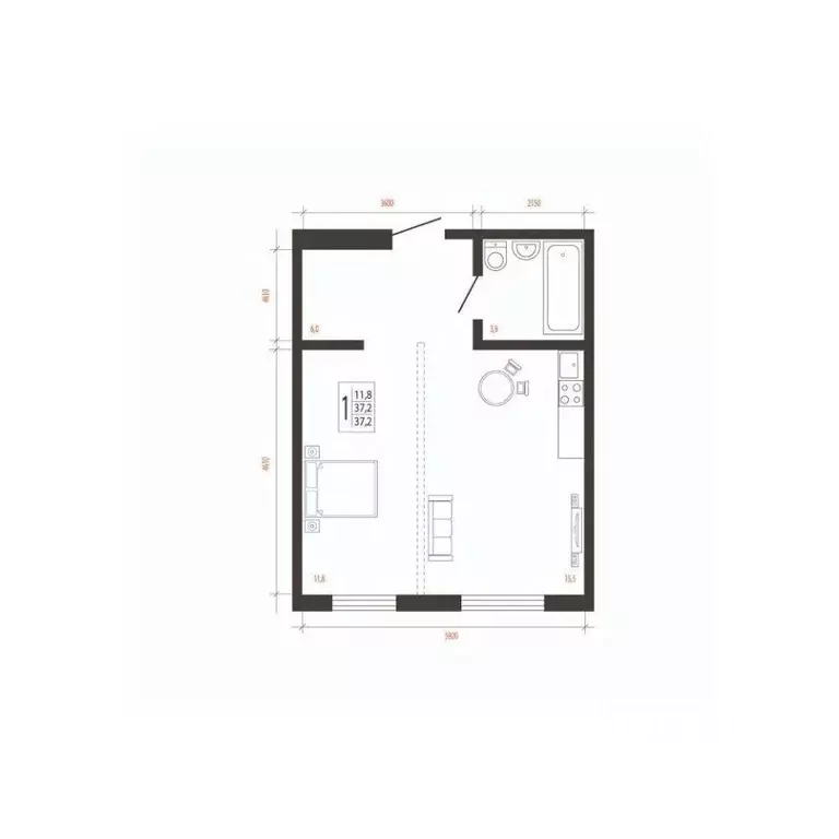 1-к кв. Иркутская область, Иркутск Сарафановская ул. (37.2 м) - Фото 0