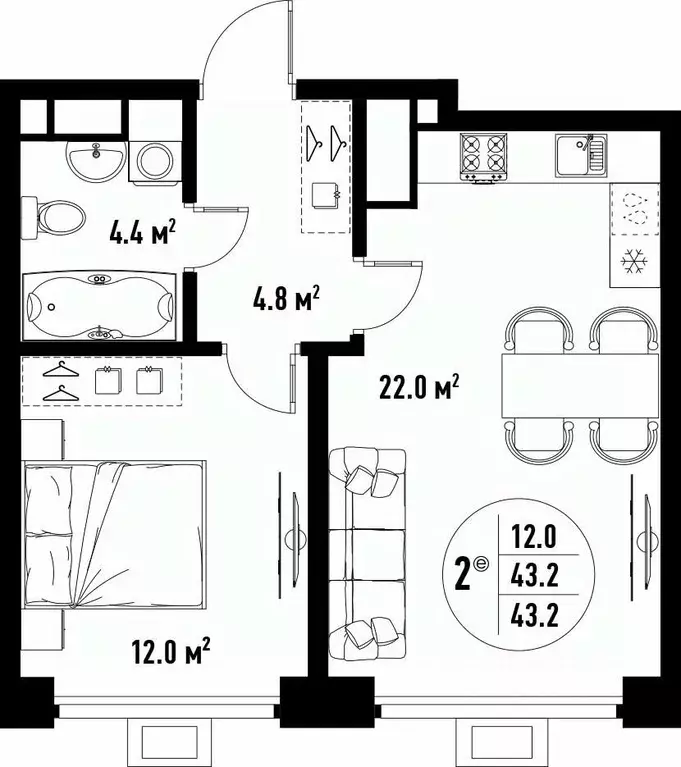 2-к кв. Астраханская область, Астрахань ул. Бэра, 29 (43.2 м) - Фото 2