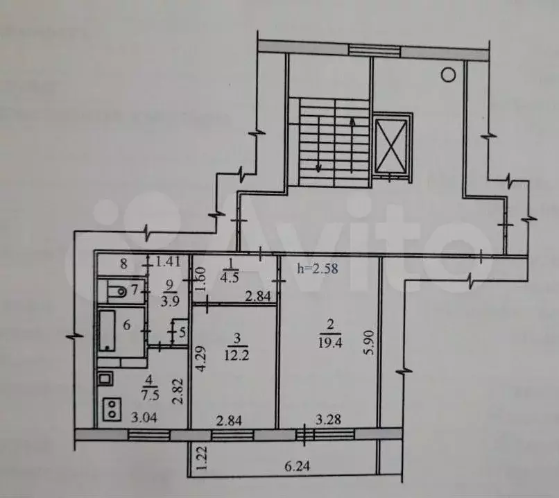 2-к. квартира, 52,7 м, 2/9 эт. - Фото 0