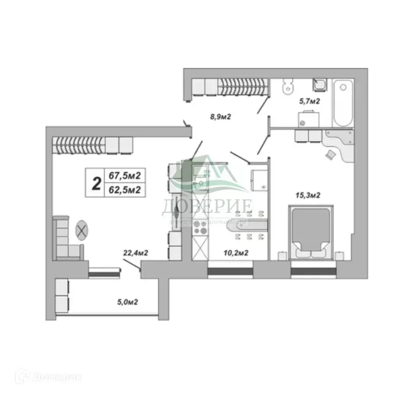 Продаётся 2-к квартира, 67.5 м - Фото 0