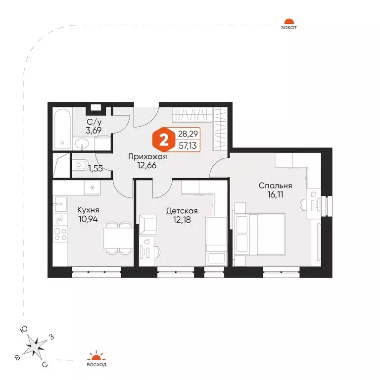 2-комнатная квартира: посёлок городского типа Некрасовский, Заводская ... - Фото 2