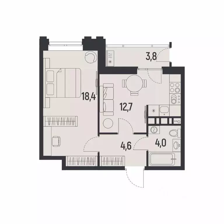 1-к кв. Пермский край, Пермь ул. Советской Армии, 95 (41.5 м) - Фото 0