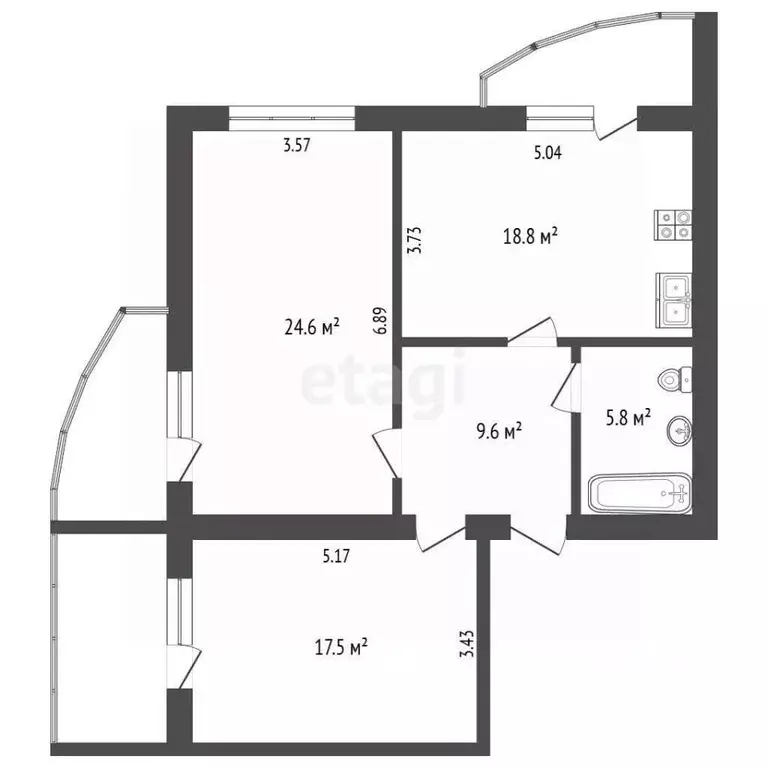 2-к кв. Калужская область, Калуга ул. Фомушина, 9 (76.3 м) - Фото 2