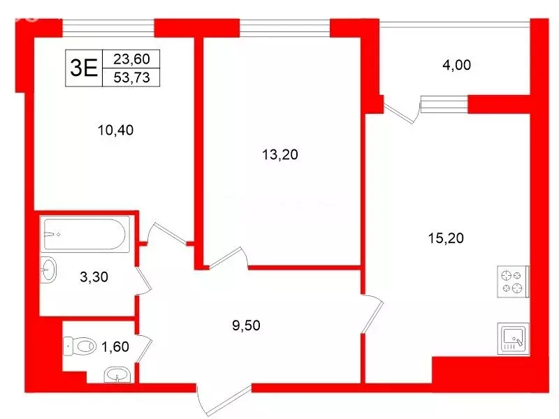 2-комнатная квартира: Санкт-Петербург, Парашютная улица, 71к2 (53.73 ... - Фото 1