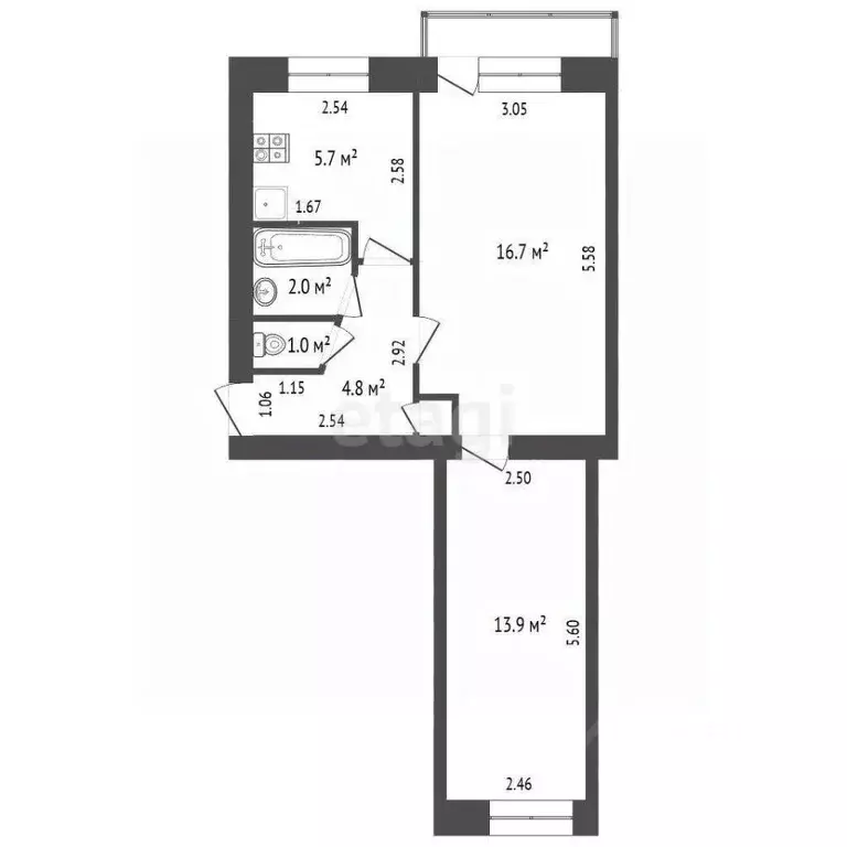 2-к кв. Костромская область, Кострома Советская ул., 51Г (44.4 м) - Фото 2