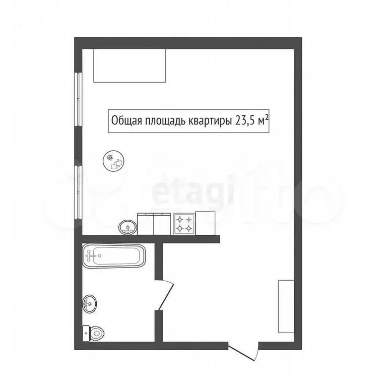 Квартира-студия, 23,5 м, 1/5 эт. - Фото 0