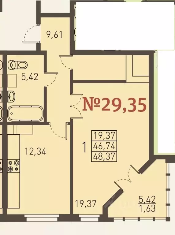 1-к кв. Санкт-Петербург просп. Энгельса, 2 (51.8 м) - Фото 1