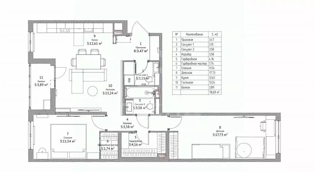 2-к кв. Санкт-Петербург Белоостровская ул., 10к1 (75.3 м) - Фото 2