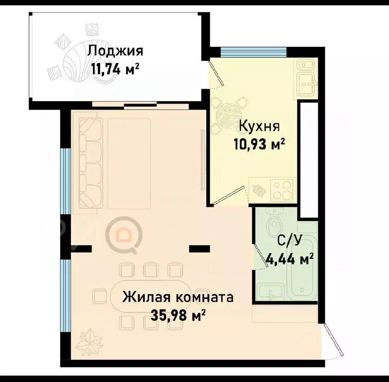 1-к кв. Крым, Черноморское пгт ул. Евпаторийская, 1 (63.0 м) - Фото 1