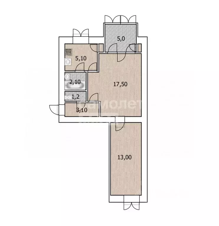 2-к кв. Краснодарский край, Туапсе ул. Карла Маркса, 93 (45.0 м) - Фото 1