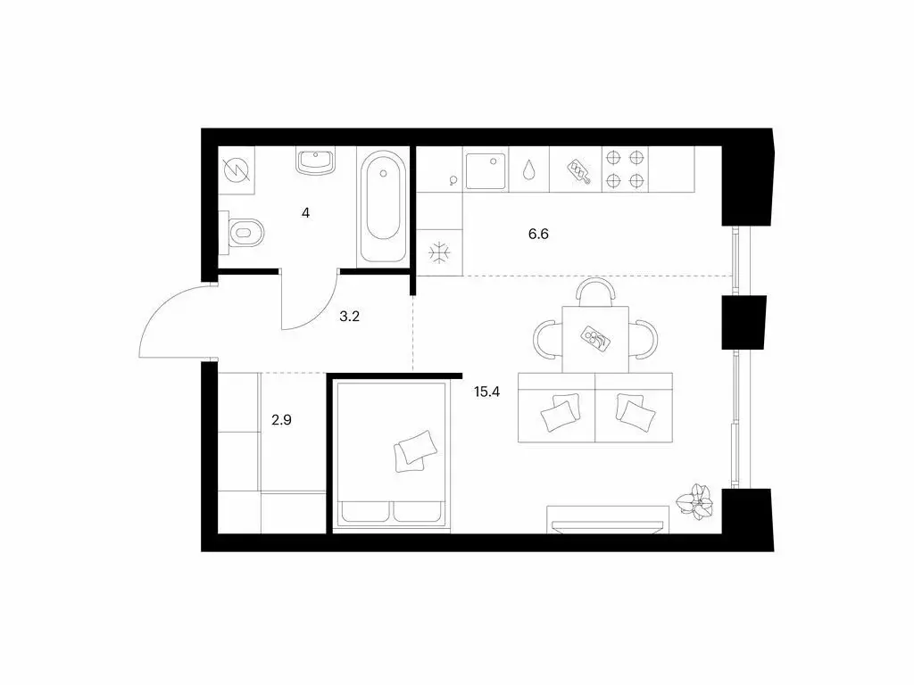 1-комнатная квартира: Казань, ЖК Ботаническая 3, 2 (32.1 м) - Фото 1