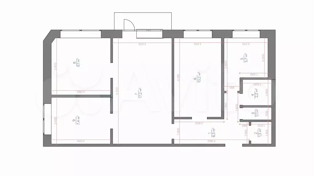 4-к. квартира, 60,5 м, 3/5 эт. - Фото 1