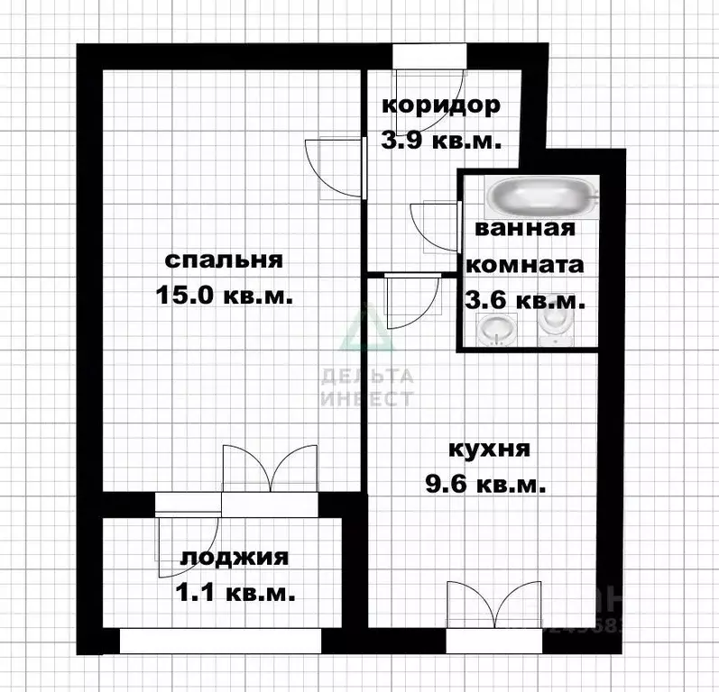 1-к кв. Башкортостан, Уфа ул. Академика Курчатова, 65/4 (33.2 м) - Фото 1