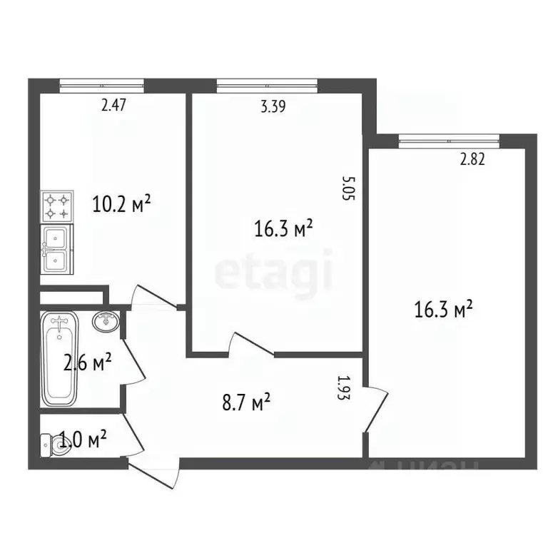2-к кв. Санкт-Петербург Комендантский просп., 31К1 (55.6 м) - Фото 2