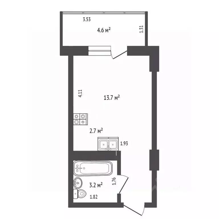 Студия Ростовская область, Ростов-на-Дону Берберовка мкр, ул. ... - Фото 1