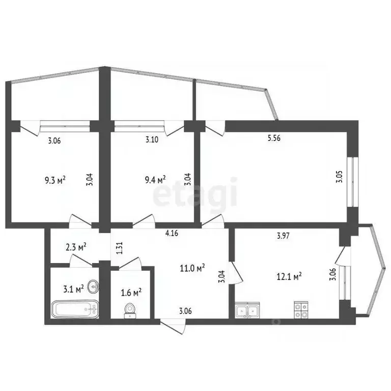 3-к кв. Крым, Алушта ул. Богдана Хмельницкого (65.8 м) - Фото 2