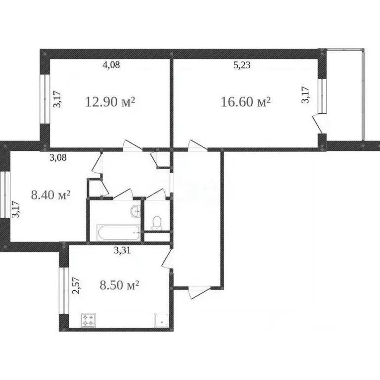 3-к кв. Белгородская область, Белгород ул. Победы, 71 (61.0 м) - Фото 2