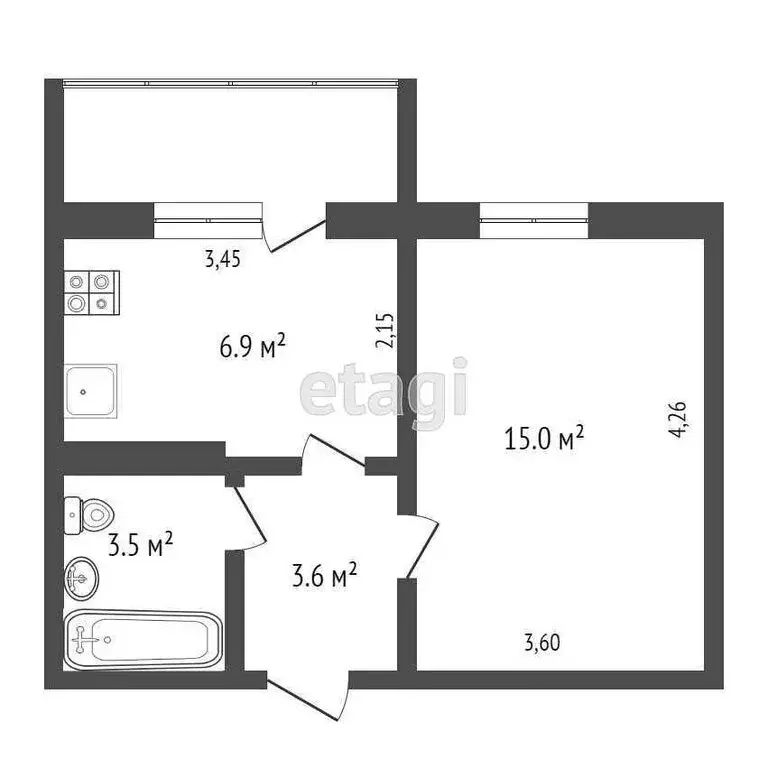 1-комнатная квартира: Усинск, Молодёжная улица, 28 (35 м) - Фото 1