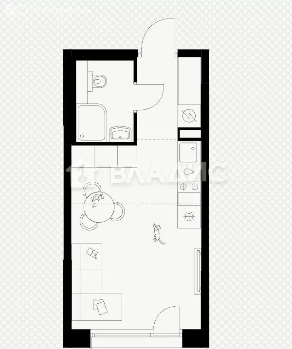 Квартира-студия: село Новая Усмань, Ростовская улица, 4Б/1 (23.7 м) - Фото 1