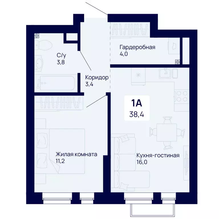 1-комнатная квартира: Екатеринбург, жилой комплекс Галактика (38.4 м) - Фото 0