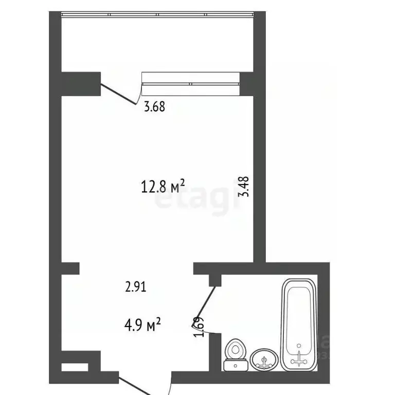 1-к кв. Тюменская область, Тюмень Шаимский проезд, 14А/2 (19.5 м) - Фото 2