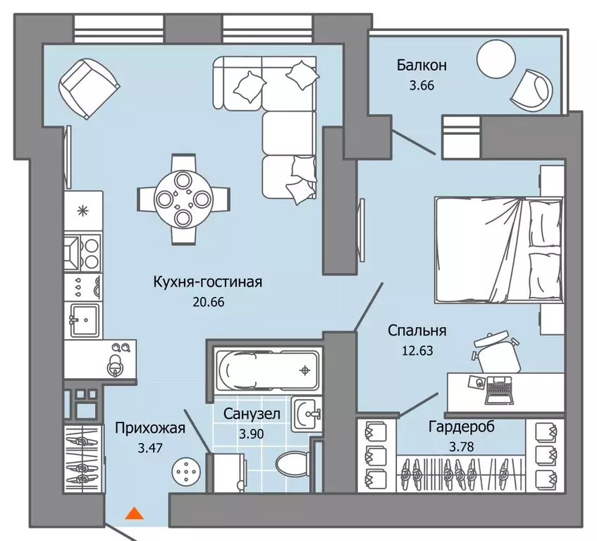 1-к кв. Пермский край, Пермь ул. Дзержинского, 35А (46.0 м) - Фото 2
