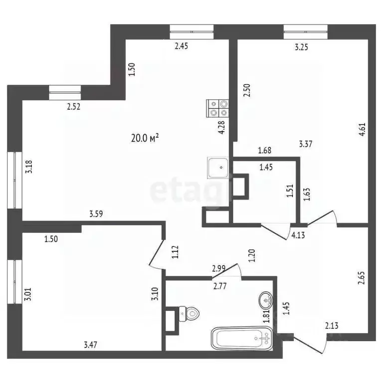 2-к кв. Тюменская область, Тюмень Харьковская ул., 76 (58.8 м) - Фото 0