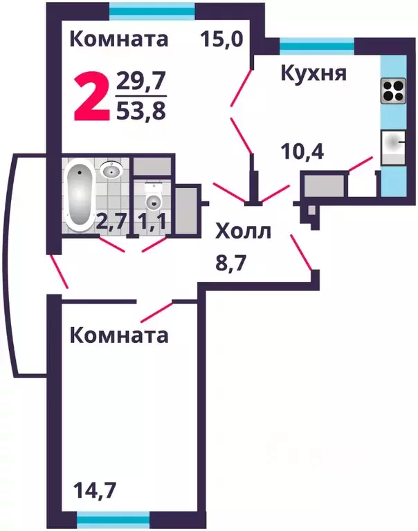 2-к кв. Московская область, Лобня ул. Колычева, 7 (53.8 м) - Фото 0