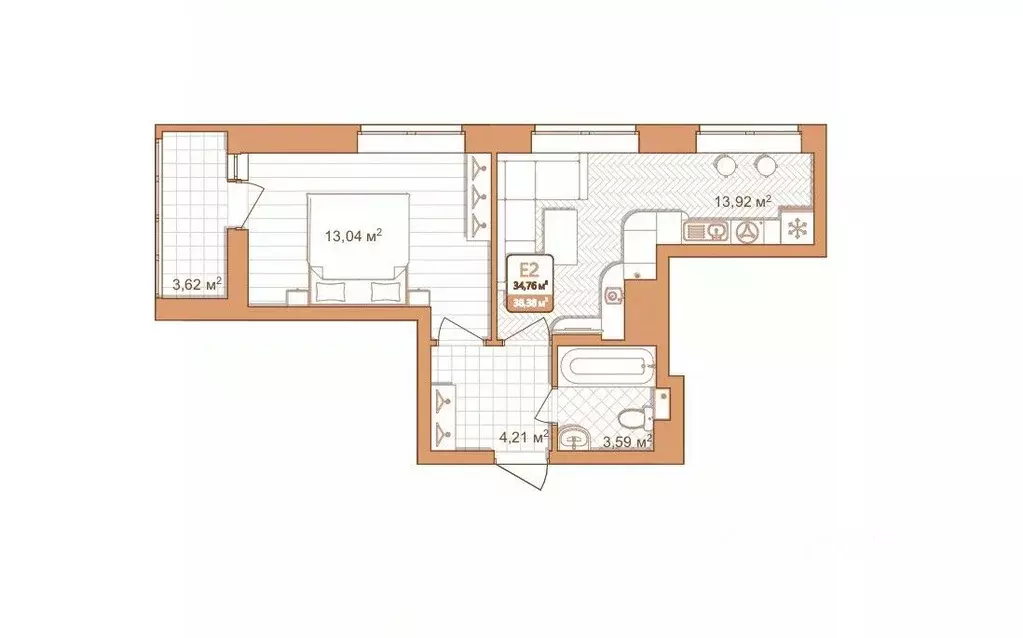 1-к кв. Тульская область, Тула проезд 2-й Клинской, 8 (38.38 м) - Фото 0