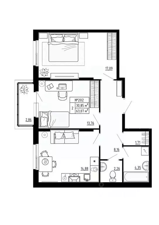 2-к кв. Ленинградская область, Ломоносовский район, Аннинское ... - Фото 1