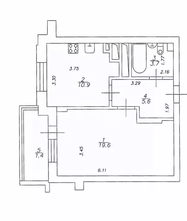 2-к кв. Татарстан, Казань ул. Наиля Юсупова, 5А (37.9 м) - Фото 2