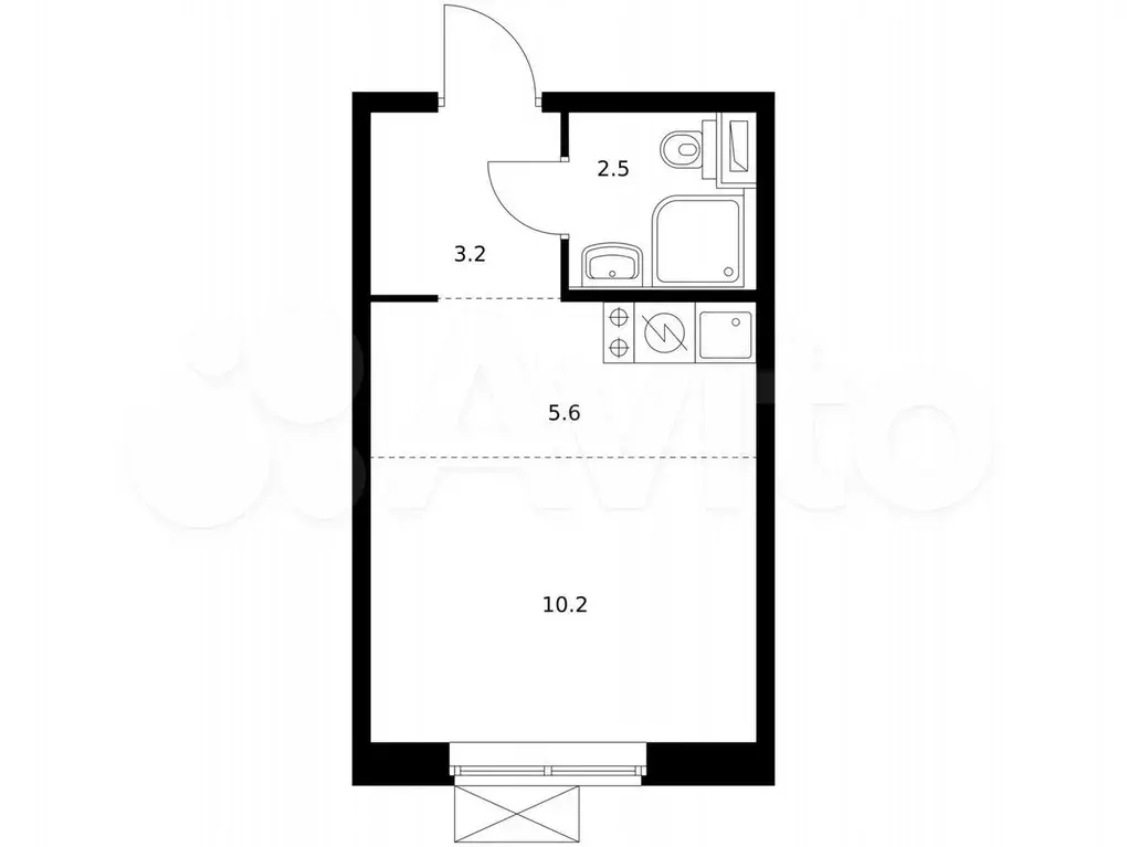 Квартира-студия, 21,3 м, 13/25 эт. - Фото 0