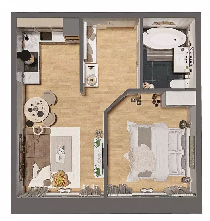 1-комнатная квартира: Маркова, квартал Стрижи, 16 (38.1 м) - Фото 2