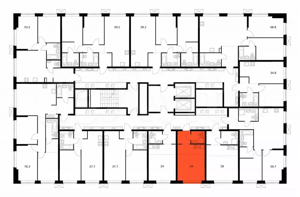 Квартира-студия, 24,2 м, 10/12 эт. - Фото 0