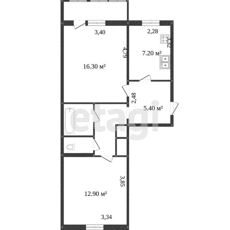 2-комнатная квартира: Кострома, улица Димитрова, 37А (50.7 м) - Фото 0