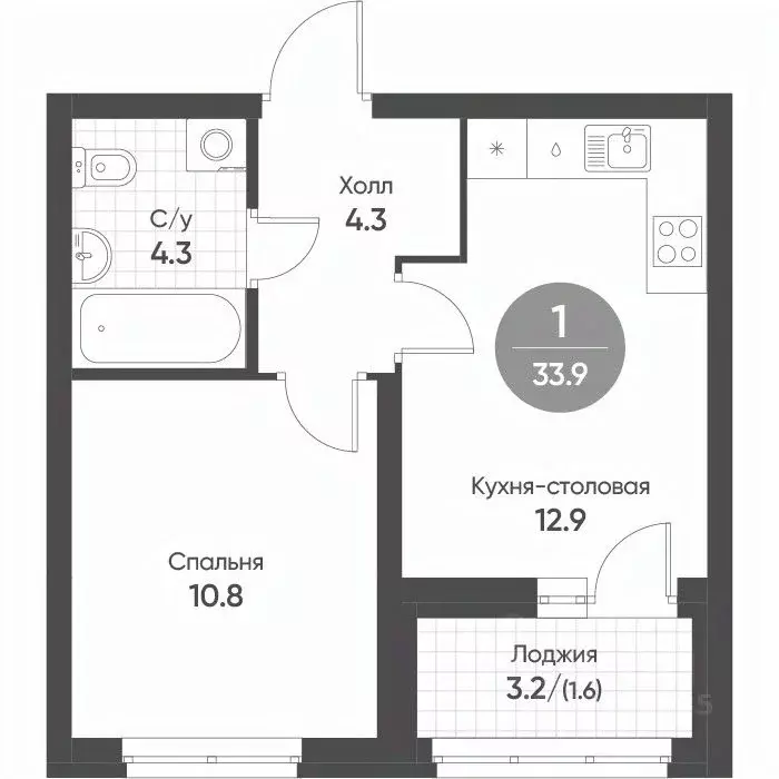 1-к кв. Свердловская область, Екатеринбург Солнечный жилрайон,  (33.9 ... - Фото 0