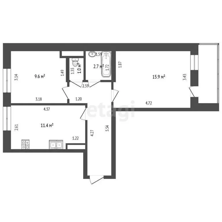 2-комнатная квартира: Тюмень, Арктическая улица, 7к1 (49.7 м) - Фото 0