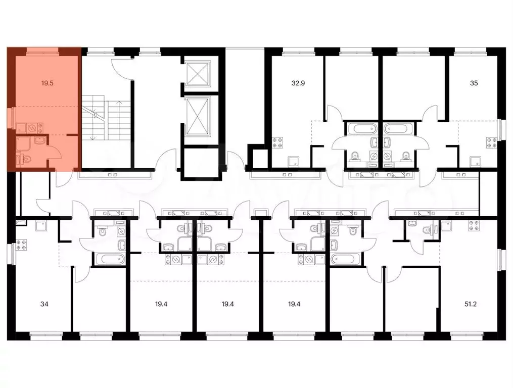 Квартира-студия, 19,5 м, 12/14 эт. - Фото 1