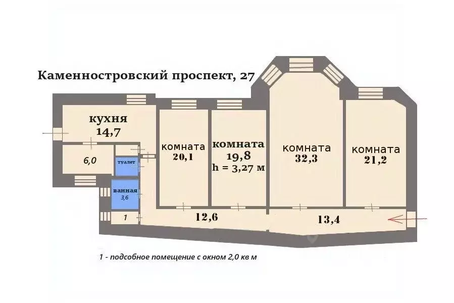 4-к кв. Санкт-Петербург Каменноостровский просп., 27 (148.5 м) - Фото 1