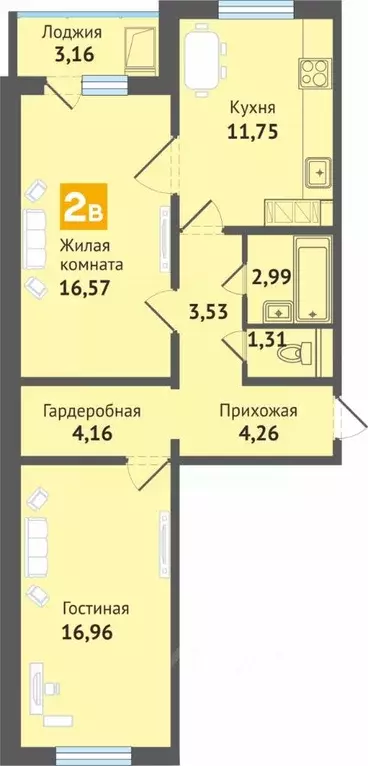 2-к кв. Чувашия, Чебоксары ул. Академика В.Н.Челомея, 12 (64.3 м) - Фото 0