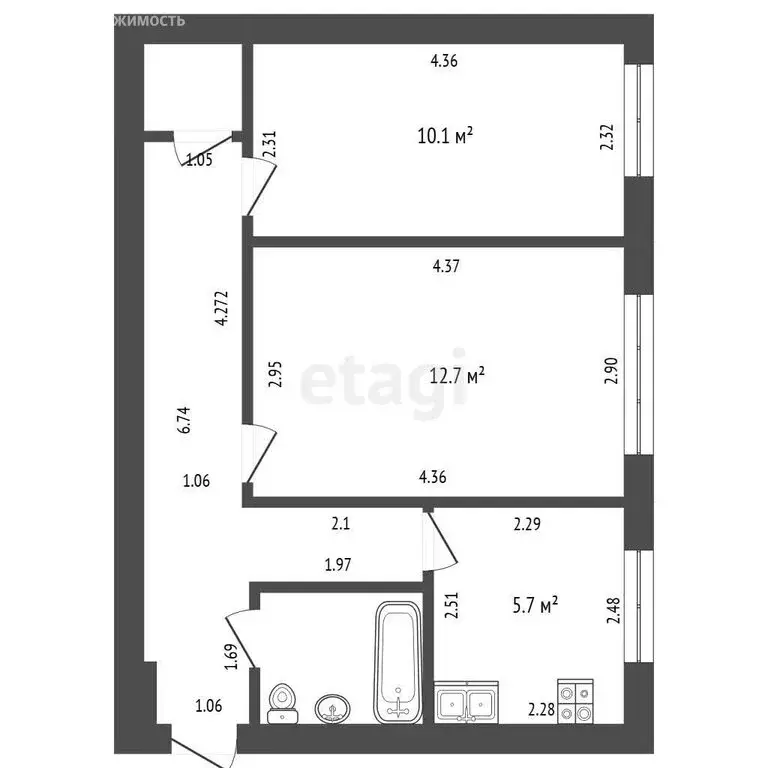 2-комнатная квартира: Екатеринбург, Техническая улица, 38 (43 м) - Фото 1