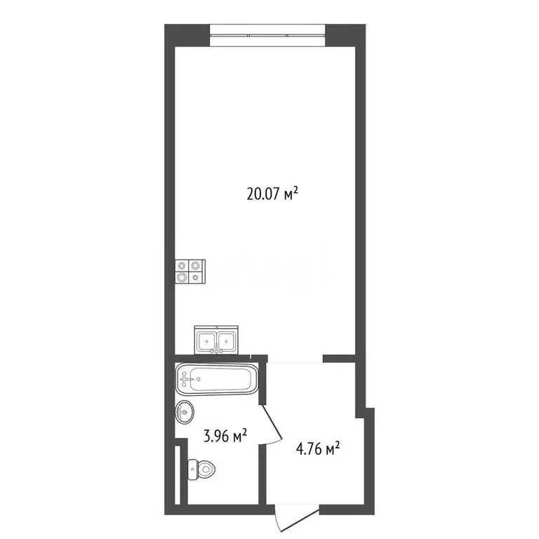 Квартира-студия: Тюмень, улица Судостроителей, 48 (28.79 м) - Фото 1