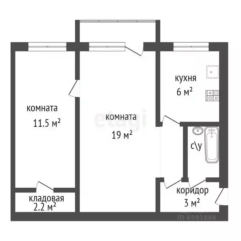 2-к кв. Тульская область, Щекино ул. Лукашина, 8 (42.1 м) - Фото 1