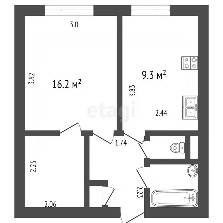 1-к кв. санкт-петербург бассейная ул, 53 (32.4 м) - Фото 1