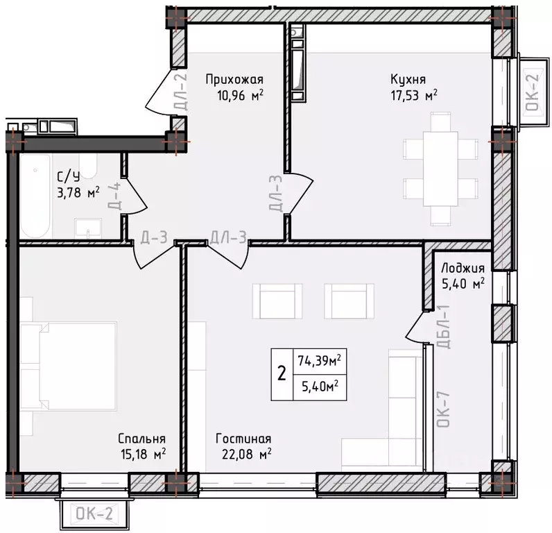 2-к кв. Дагестан, Дербент Маяк жилой комплекс (74.93 м) - Фото 1