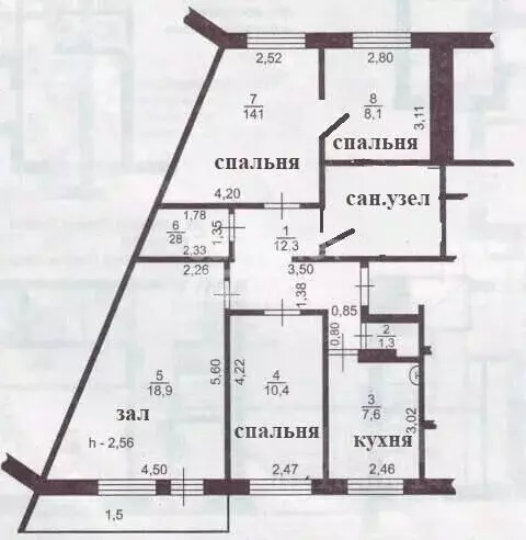 4-к кв. Самарская область, Тольятти ул. Ворошилова, 67 (80.5 м) - Фото 2