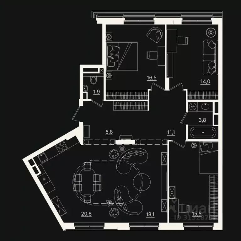 4-к кв. Тюменская область, Тюмень ул. Щербакова, 2к5 (107.2 м) - Фото 1