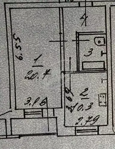 1-к кв. Калужская область, Калуга ул. Гурьянова, 18к2 (44.3 м) - Фото 2