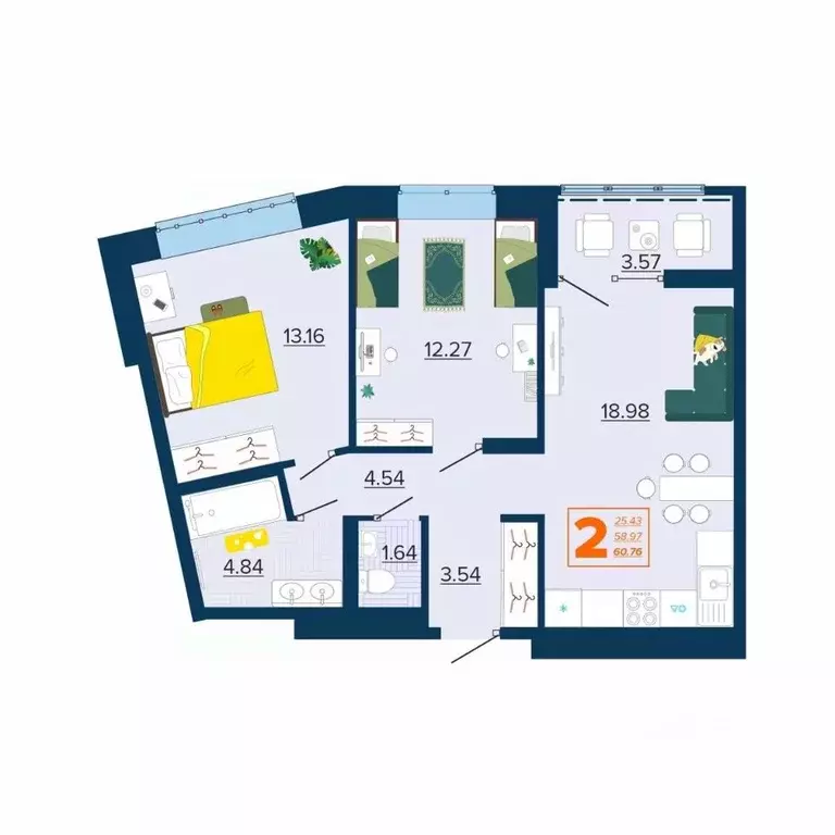 2-к кв. Брянская область, Брянск Московский мкр, Микрорайон Акватория ... - Фото 1